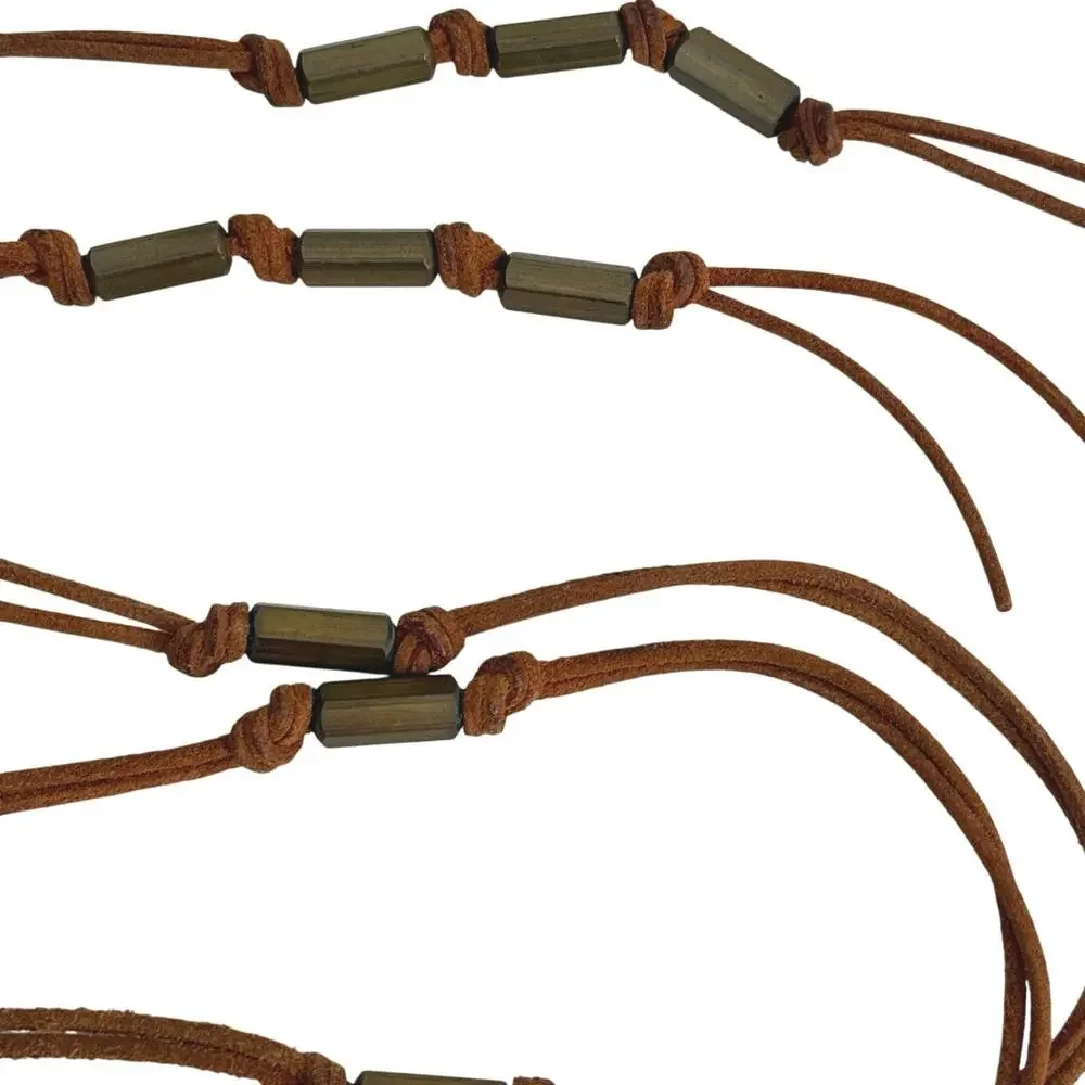 Women's brown suede and metal detail/bead belt